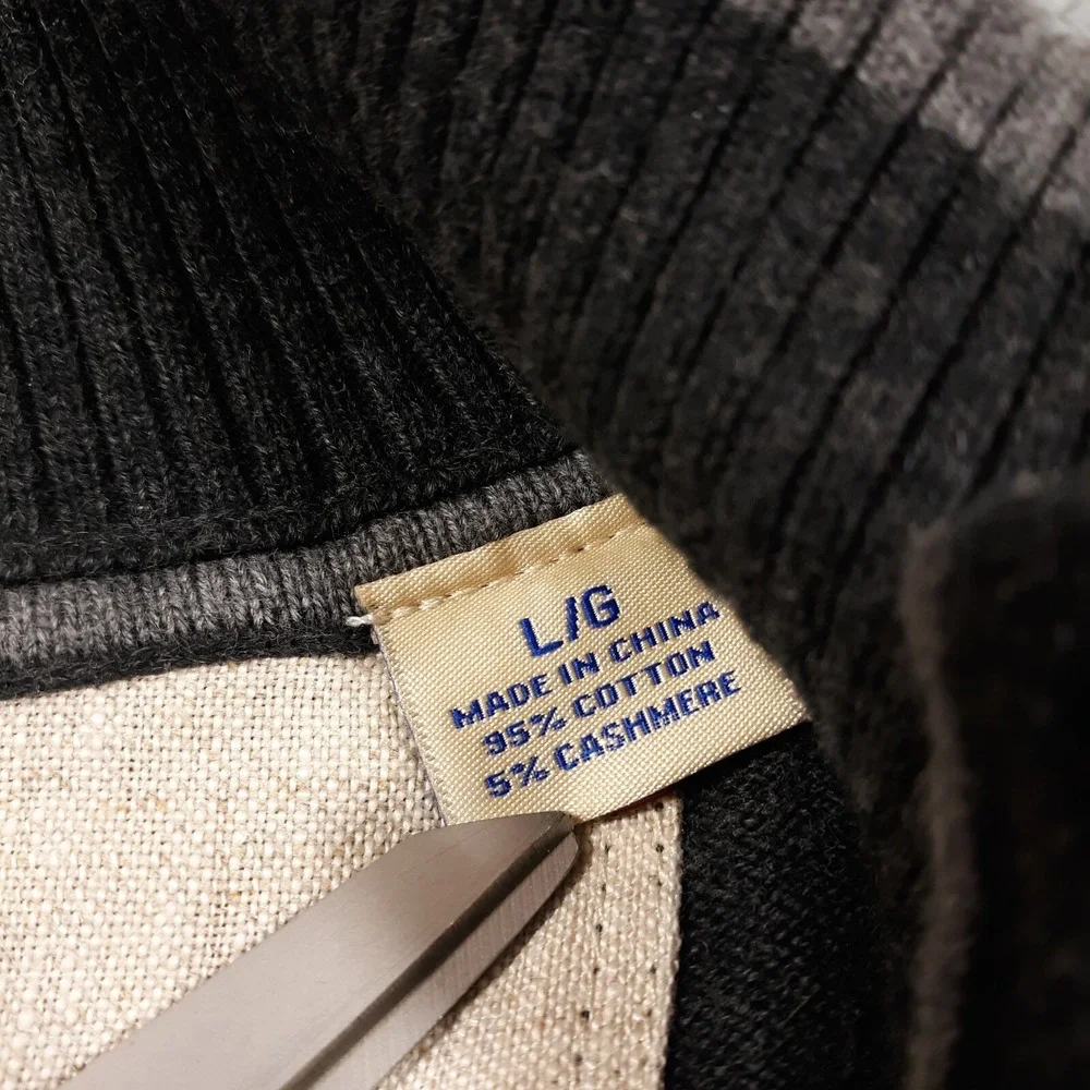 Tommy Bahama Cotton Cashmere Sweater Mens Size Large 1/4 Zip Pullover Gray